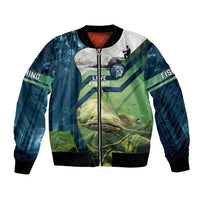 Catfish and Underwater Scene Design Bomber Jacket with Forest Background and Fishing Theme Elements - Wonder Print Shop
