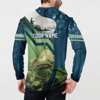 Catfish and Underwater Scene Design Button Sweatshirt with Forest Background and Fishing Theme Elements - Wonder Print Shop