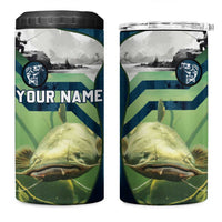 Catfish and Underwater Scene Design 4 in 1 Can Cooler Tumbler with Forest Background and Fishing Theme Elements - Wonder Print Shop