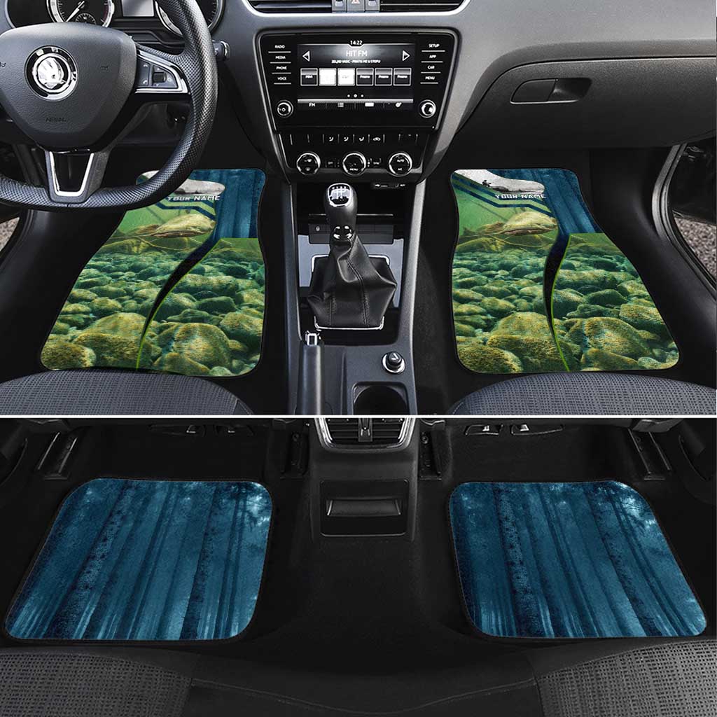 Catfish and Underwater Scene Design Car Mats with Forest Background and Fishing Theme Elements - Wonder Print Shop