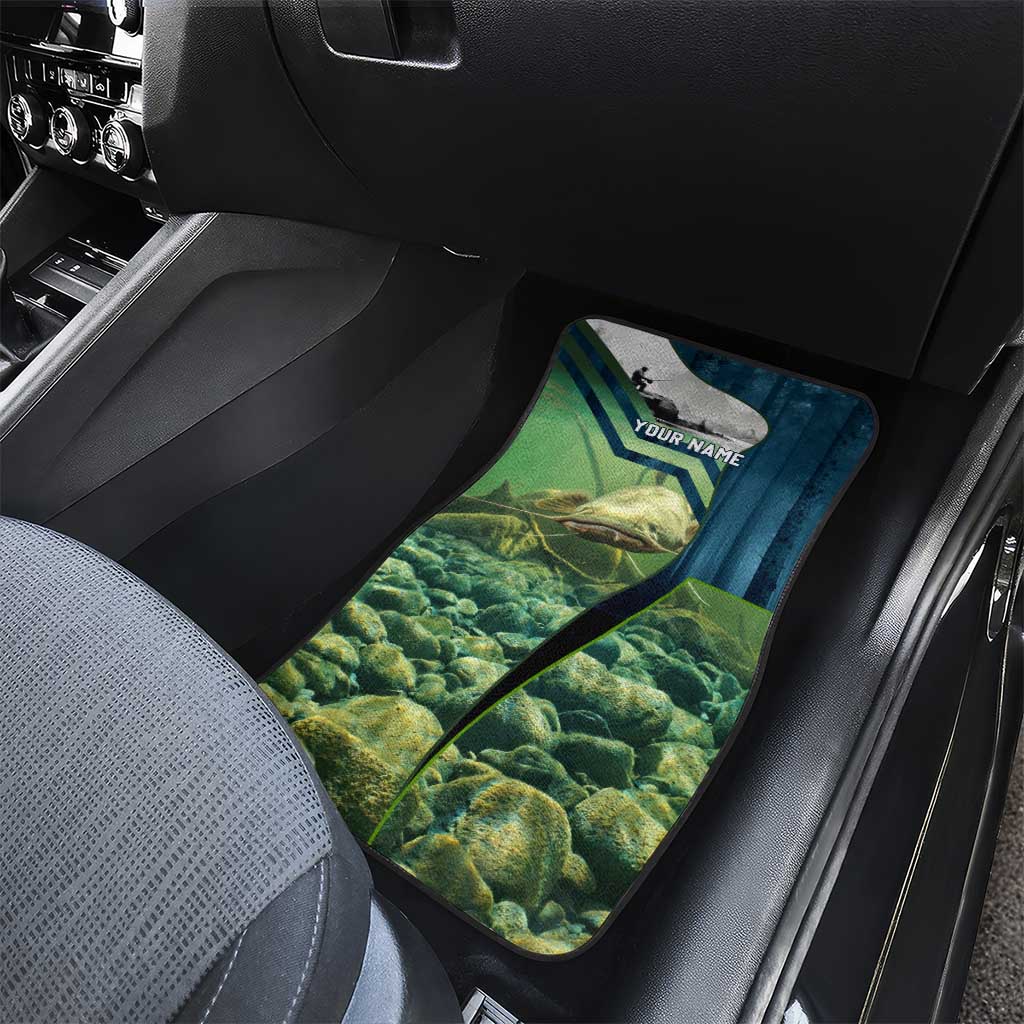 Catfish and Underwater Scene Design Car Mats with Forest Background and Fishing Theme Elements - Wonder Print Shop