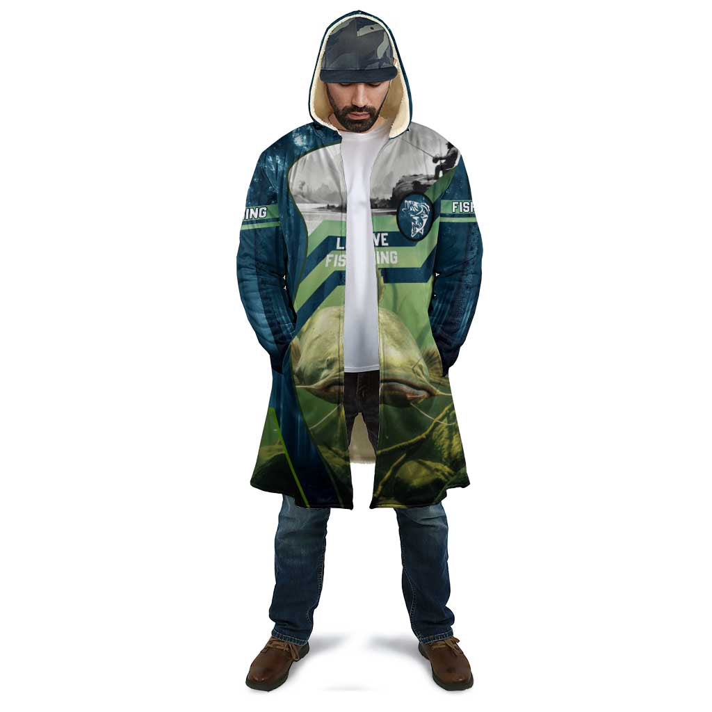 Catfish and Underwater Scene Design Cloak with Forest Background and Fishing Theme Elements - Wonder Print Shop