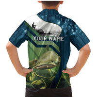 Catfish and Underwater Scene Design Family Matching Mermaid Dress and Hawaiian Shirt with Forest Background and Fishing Theme Elements - Wonder Print Shop