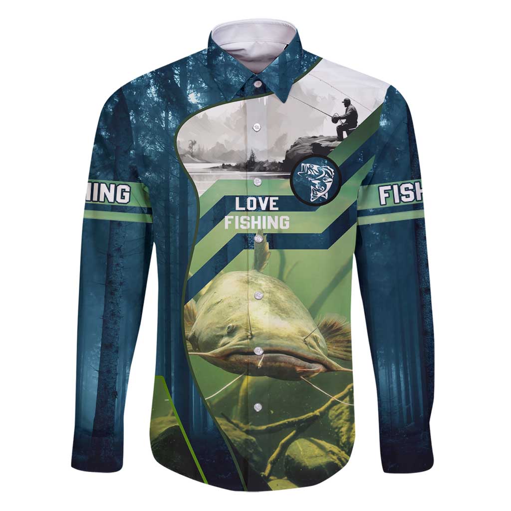 Catfish and Underwater Scene Design Family Matching Puletasi and Hawaiian Shirt with Forest Background and Fishing Theme Elements - Wonder Print Shop