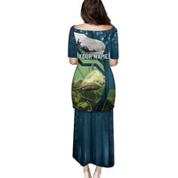 Catfish and Underwater Scene Design Family Matching Puletasi and Hawaiian Shirt with Forest Background and Fishing Theme Elements - Wonder Print Shop