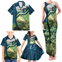 Catfish and Underwater Scene Design Family Matching Tank Maxi Dress and Hawaiian Shirt with Forest Background and Fishing Theme Elements - Wonder Print Shop