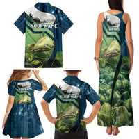 Catfish and Underwater Scene Design Family Matching Tank Maxi Dress and Hawaiian Shirt with Forest Background and Fishing Theme Elements - Wonder Print Shop
