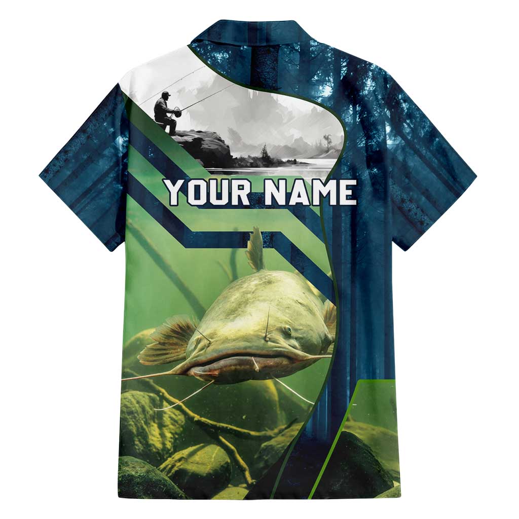 Catfish and Underwater Scene Design Family Matching Tank Maxi Dress and Hawaiian Shirt with Forest Background and Fishing Theme Elements - Wonder Print Shop