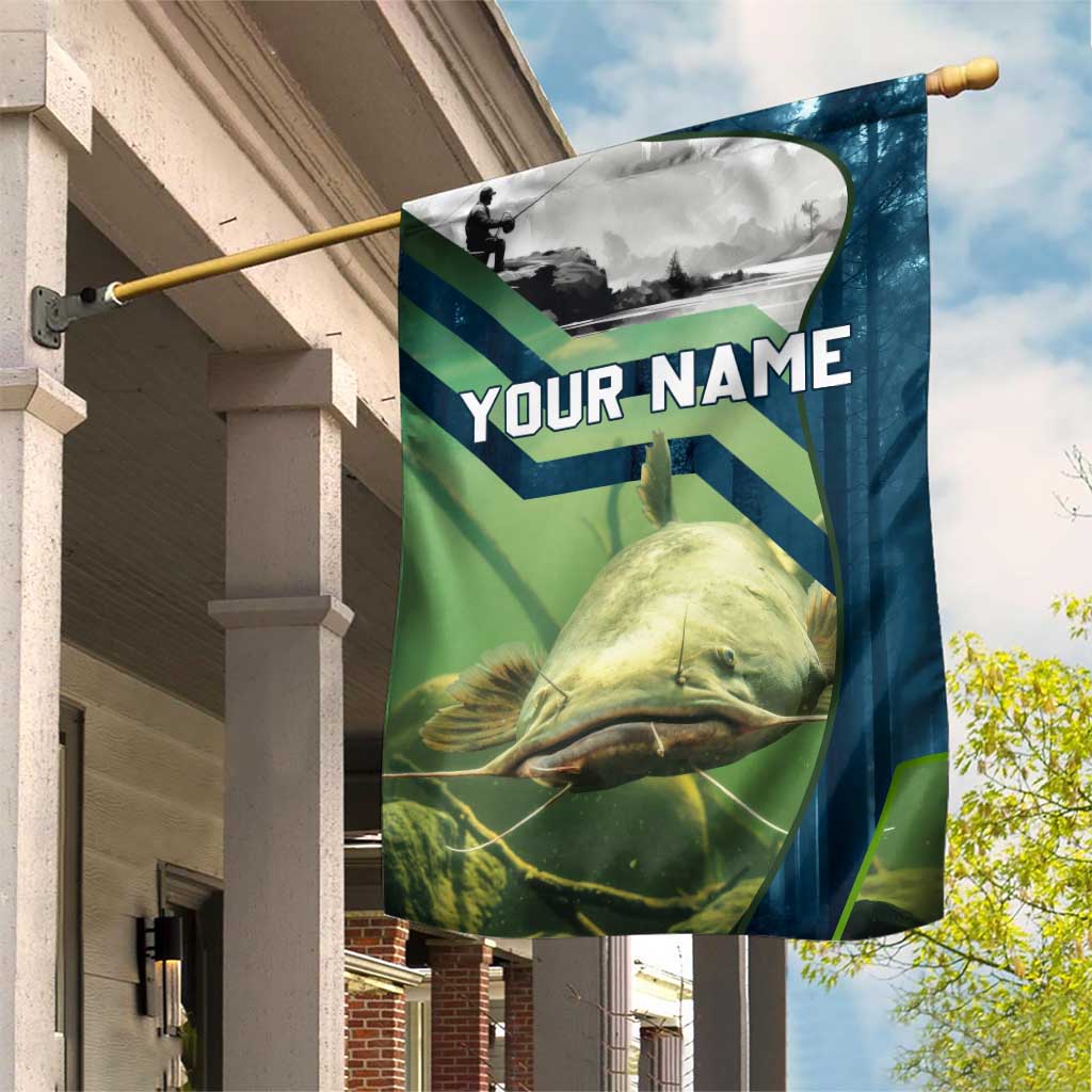 Catfish and Underwater Scene Design Garden Flag with Forest Background and Fishing Theme Elements - Wonder Print Shop
