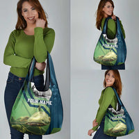 Catfish and Underwater Scene Design Grocery Bag with Forest Background and Fishing Theme Elements - Wonder Print Shop