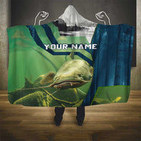 Catfish and Underwater Scene Design Hooded Blanket with Forest Background and Fishing Theme Elements - Wonder Print Shop