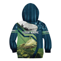 Catfish and Underwater Scene Design Kid Hoodie with Forest Background and Fishing Theme Elements - Wonder Print Shop