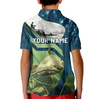 Catfish and Underwater Scene Design Kid Polo Shirt with Forest Background and Fishing Theme Elements - Wonder Print Shop