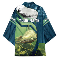 Catfish and Underwater Scene Design Kimono with Forest Background and Fishing Theme Elements - Wonder Print Shop