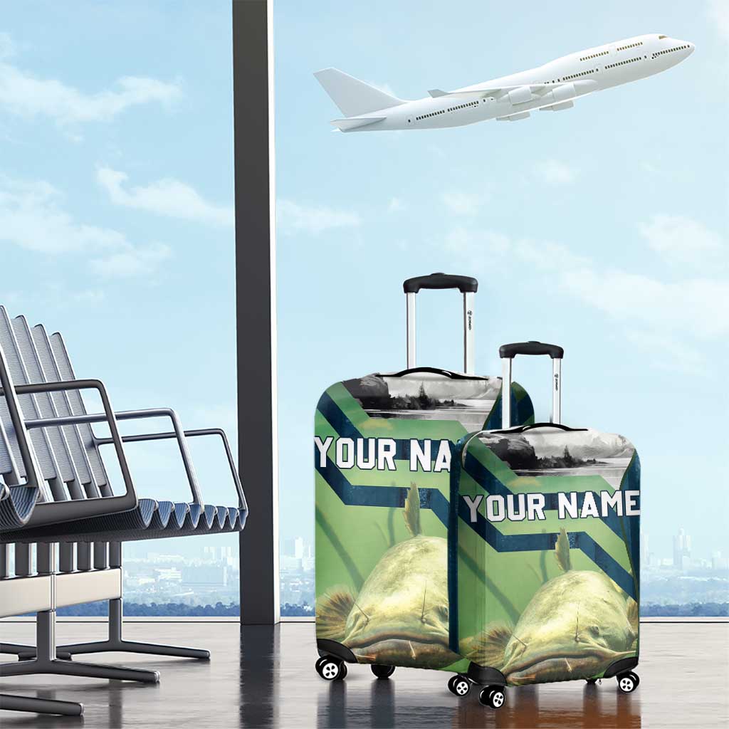 Catfish and Underwater Scene Design Luggage Cover with Forest Background and Fishing Theme Elements - Wonder Print Shop