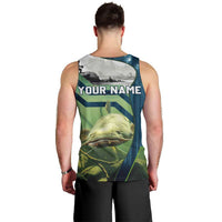 Catfish and Underwater Scene Design Men Tank Top with Forest Background and Fishing Theme Elements - Wonder Print Shop