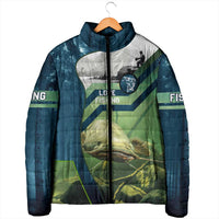 Catfish and Underwater Scene Design Padded Jacket with Forest Background and Fishing Theme Elements - Wonder Print Shop