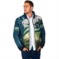 Catfish and Underwater Scene Design Padded Jacket with Forest Background and Fishing Theme Elements - Wonder Print Shop
