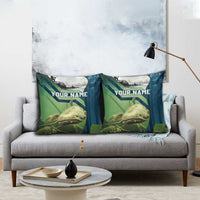 Catfish and Underwater Scene Design Pillow Cover with Forest Background and Fishing Theme Elements - Wonder Print Shop