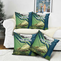 Catfish and Underwater Scene Design Pillow Cover with Forest Background and Fishing Theme Elements - Wonder Print Shop