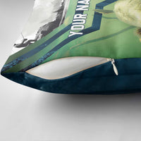 Catfish and Underwater Scene Design Pillow Cover with Forest Background and Fishing Theme Elements - Wonder Print Shop