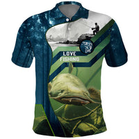 Catfish and Underwater Scene Design Polo Shirt with Forest Background and Fishing Theme Elements - Wonder Print Shop