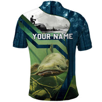 Catfish and Underwater Scene Design Polo Shirt with Forest Background and Fishing Theme Elements - Wonder Print Shop
