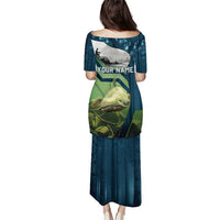 Catfish and Underwater Scene Design Puletasi with Forest Background and Fishing Theme Elements - Wonder Print Shop