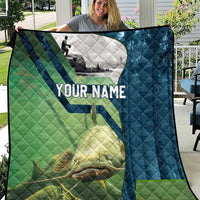 Catfish and Underwater Scene Design Quilt with Forest Background and Fishing Theme Elements - Wonder Print Shop