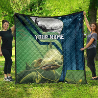 Catfish and Underwater Scene Design Quilt with Forest Background and Fishing Theme Elements - Wonder Print Shop