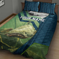 Catfish and Underwater Scene Design Quilt Bed Set with Forest Background and Fishing Theme Elements - Wonder Print Shop