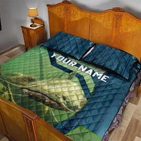 Catfish and Underwater Scene Design Quilt Bed Set with Forest Background and Fishing Theme Elements - Wonder Print Shop