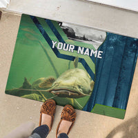 Catfish and Underwater Scene Design Rubber Doormat with Forest Background and Fishing Theme Elements - Wonder Print Shop