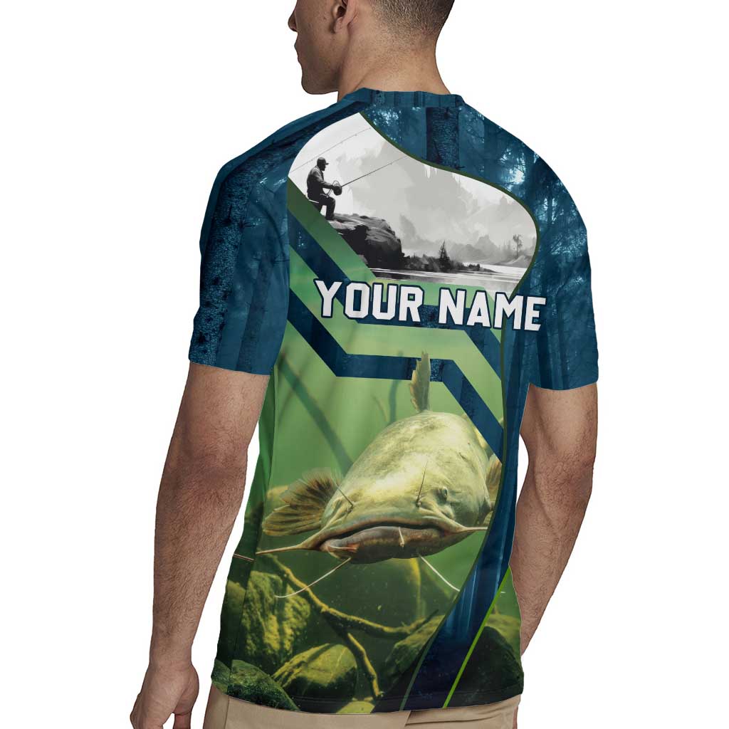 Catfish and Underwater Scene Design Rugby Jersey with Forest Background and Fishing Theme Elements - Wonder Print Shop