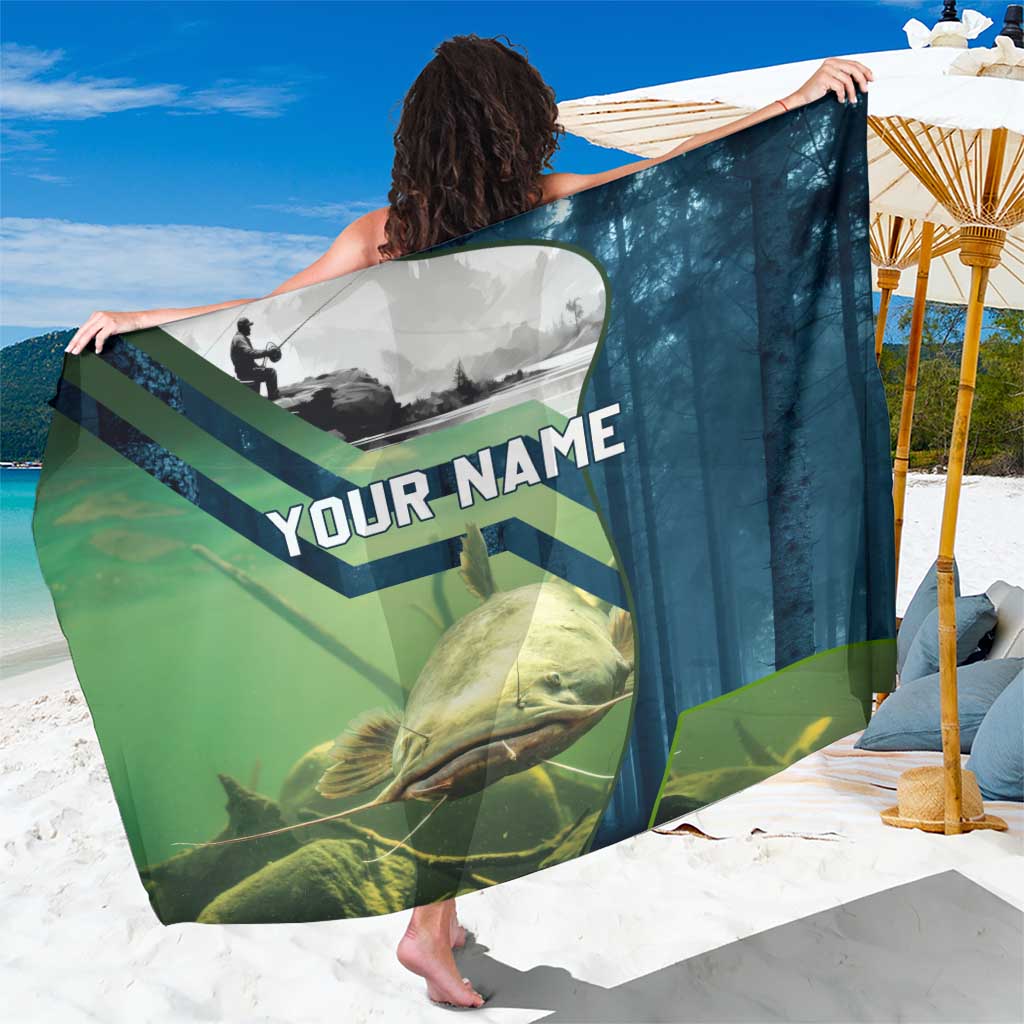 Catfish and Underwater Scene Design Sarong with Forest Background and Fishing Theme Elements - Wonder Print Shop