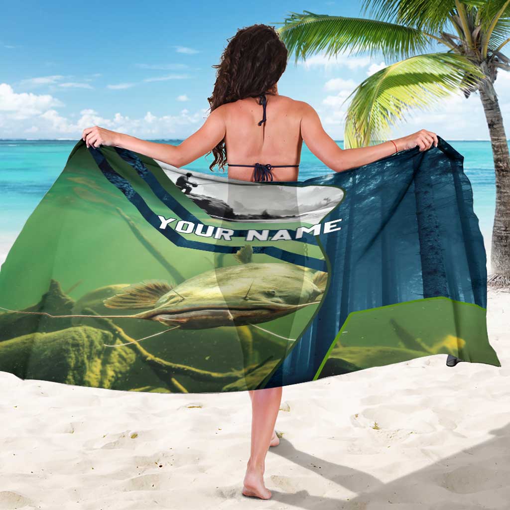 Catfish and Underwater Scene Design Sarong with Forest Background and Fishing Theme Elements - Wonder Print Shop