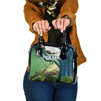 Catfish and Underwater Scene Design Shoulder Handbag with Forest Background and Fishing Theme Elements - Wonder Print Shop