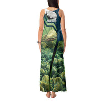 Catfish and Underwater Scene Design Tank Maxi Dress with Forest Background and Fishing Theme Elements - Wonder Print Shop