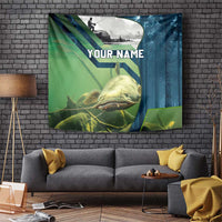 Catfish and Underwater Scene Design Tapestry with Forest Background and Fishing Theme Elements - Wonder Print Shop