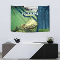 Catfish and Underwater Scene Design Tapestry with Forest Background and Fishing Theme Elements - Wonder Print Shop