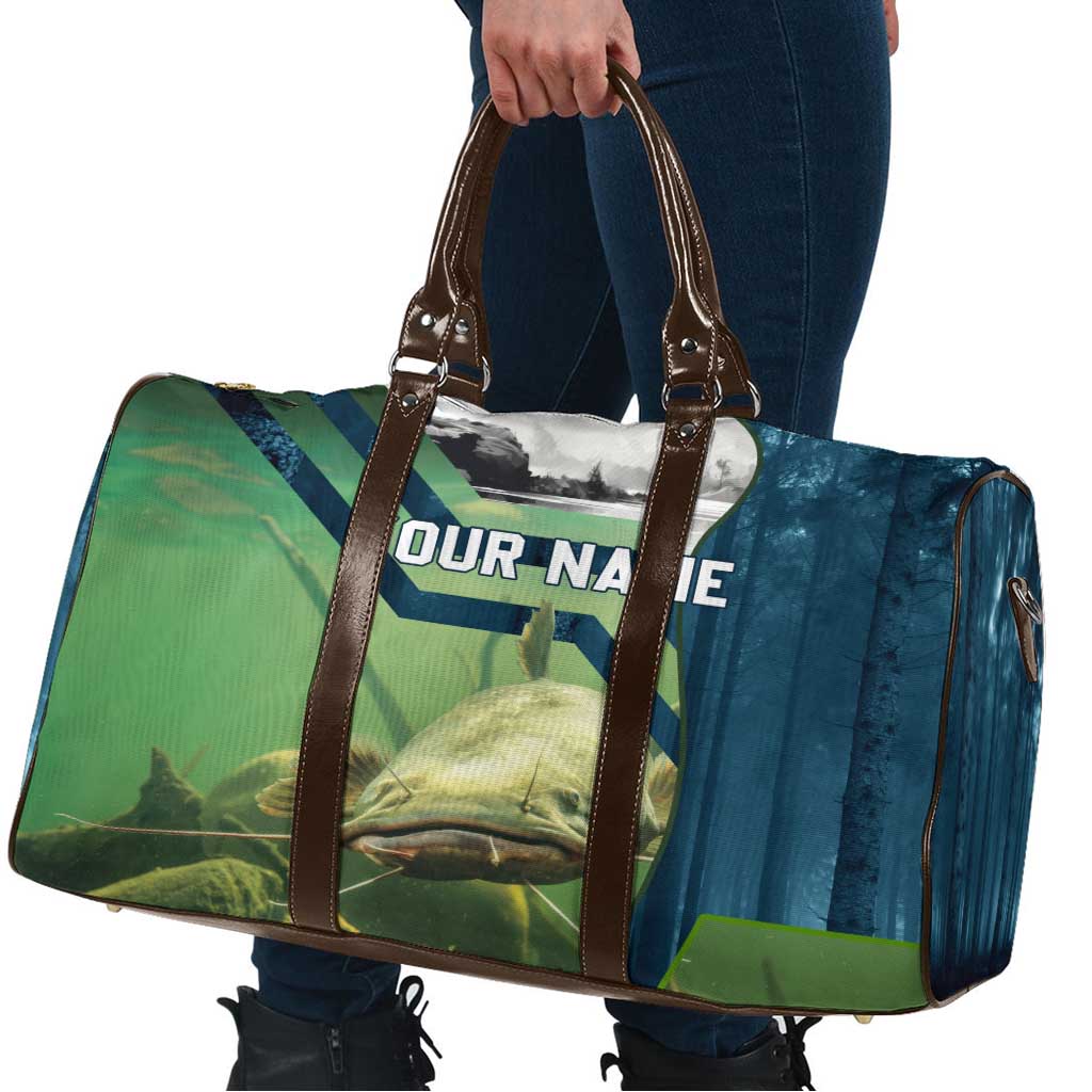 Catfish and Underwater Scene Design Travel Bag with Forest Background and Fishing Theme Elements - Wonder Print Shop