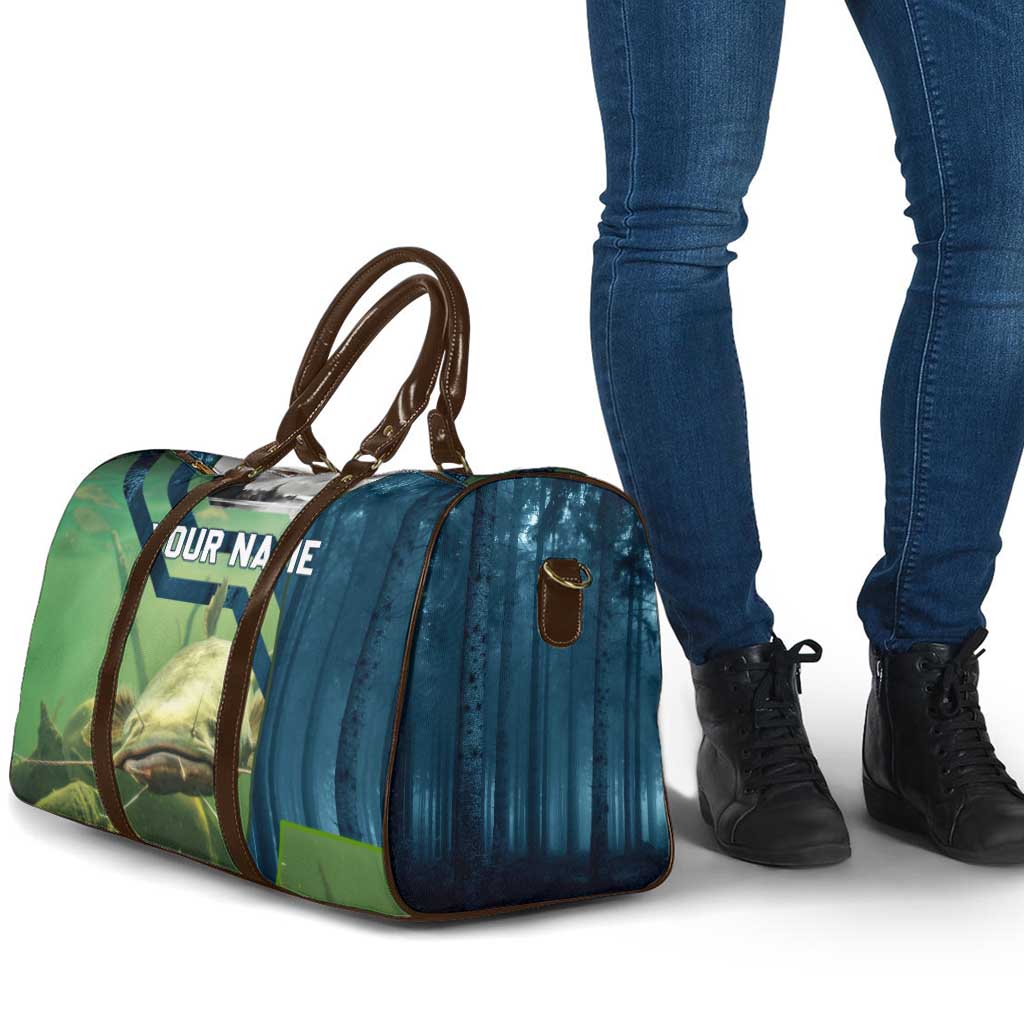 Catfish and Underwater Scene Design Travel Bag with Forest Background and Fishing Theme Elements - Wonder Print Shop