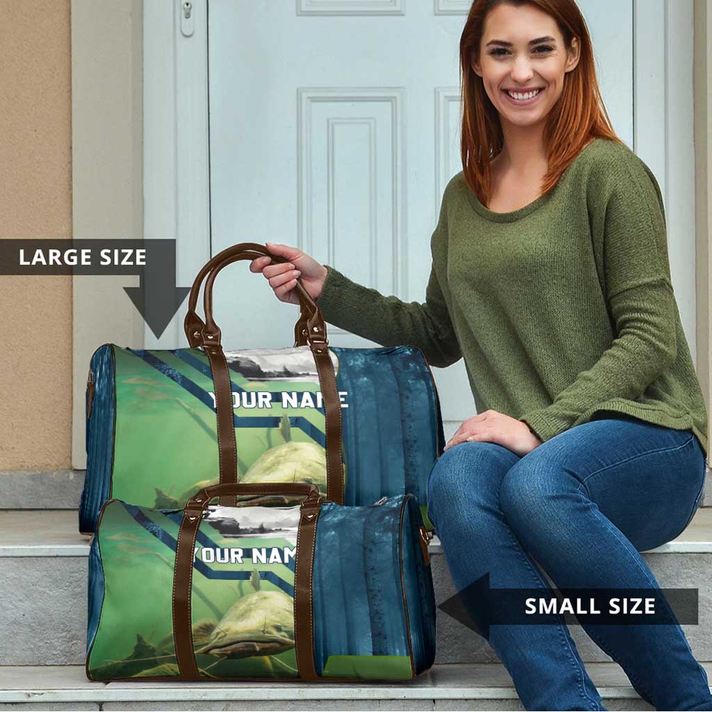 Catfish and Underwater Scene Design Travel Bag with Forest Background and Fishing Theme Elements - Wonder Print Shop