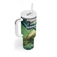 Catfish and Underwater Scene Design Tumbler With Handle with Forest Background and Fishing Theme Elements - Wonder Print Shop