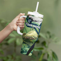 Catfish and Underwater Scene Design Tumbler With Handle with Forest Background and Fishing Theme Elements - Wonder Print Shop