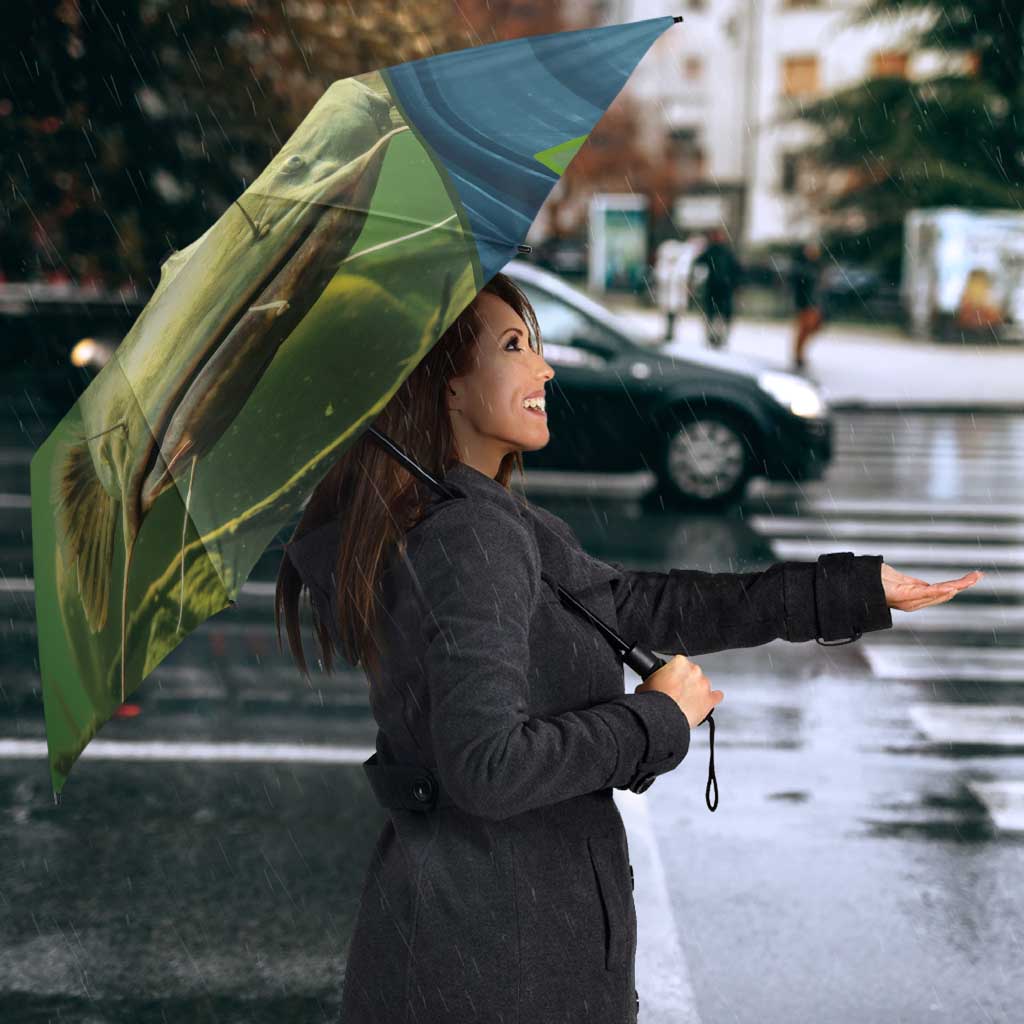 Catfish and Underwater Scene Design Umbrella with Forest Background and Fishing Theme Elements - Wonder Print Shop