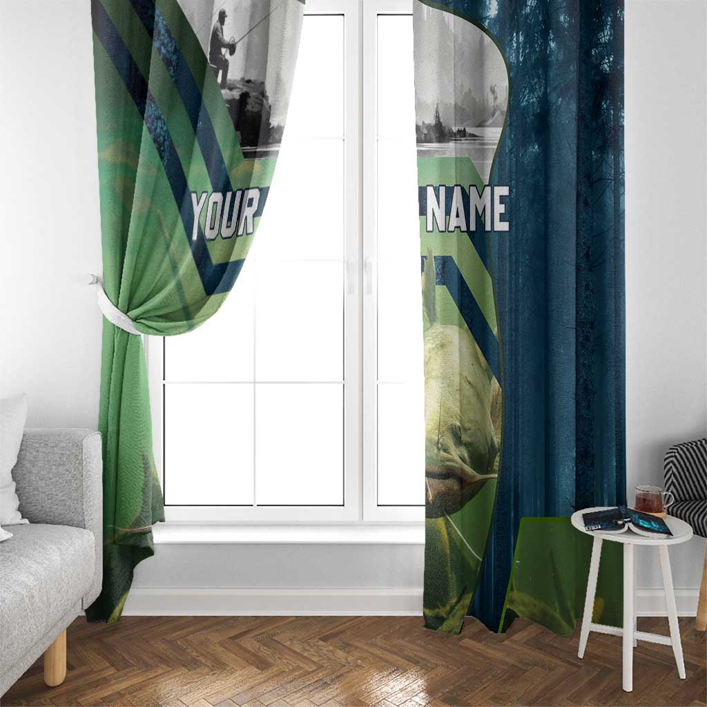 Catfish and Underwater Scene Design Window Curtain with Forest Background and Fishing Theme Elements - Wonder Print Shop
