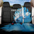 Blue Flame Bowling Ball and Pins Design Back Car Seat Cover with Smoke Effects and Custom Team Name Text - Wonder Print Shop