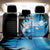 Blue Flame Bowling Ball and Pins Design Back Car Seat Cover with Smoke Effects and Custom Team Name Text - Wonder Print Shop