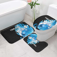 Blue Flame Bowling Ball and Pins Design Bathroom Set with Smoke Effects and Custom Team Name Text - Wonder Print Shop